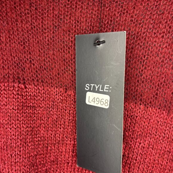 SELECTION NEW Mock Neck Sweater Womens M Red Metallic Knit Applique Beads Sheer - Picture 6 of 7